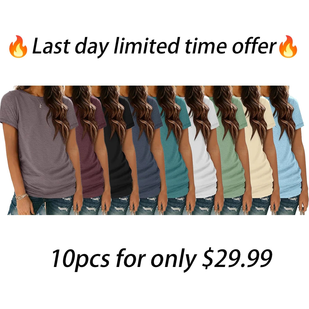 Womens T Shirt Summer Tops Short Sleeve Fashion Basic Casual Oversized Beach Vacation Clothes 2025 Trendy