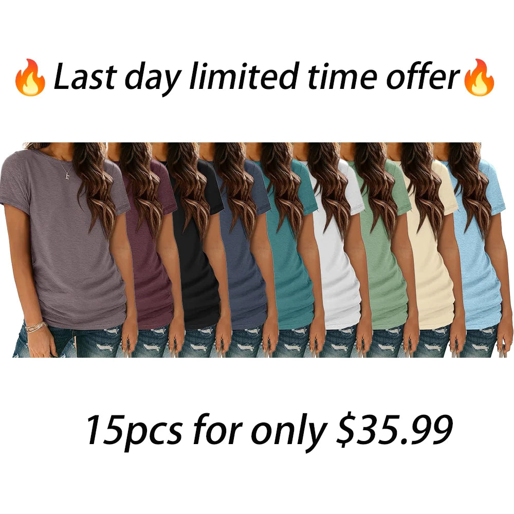 Womens T Shirt Summer Tops Short Sleeve Fashion Basic Casual Oversized Beach Vacation Clothes 2025 Trendy
