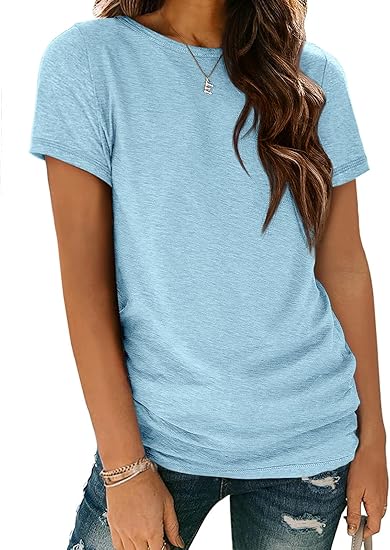 Womens T Shirt Summer Tops Short Sleeve Fashion Basic Casual Oversized Beach Vacation Clothes 2025 Trendy
