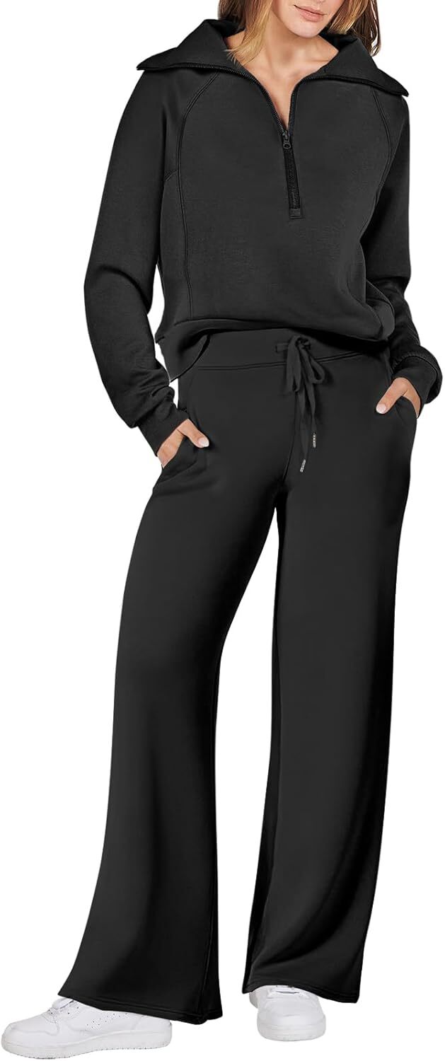 Women 2 Piece Outfits Sweatsuit Oversized Sweatshirt Sweatpants Tracksuit Sweat Lounge Matching Set