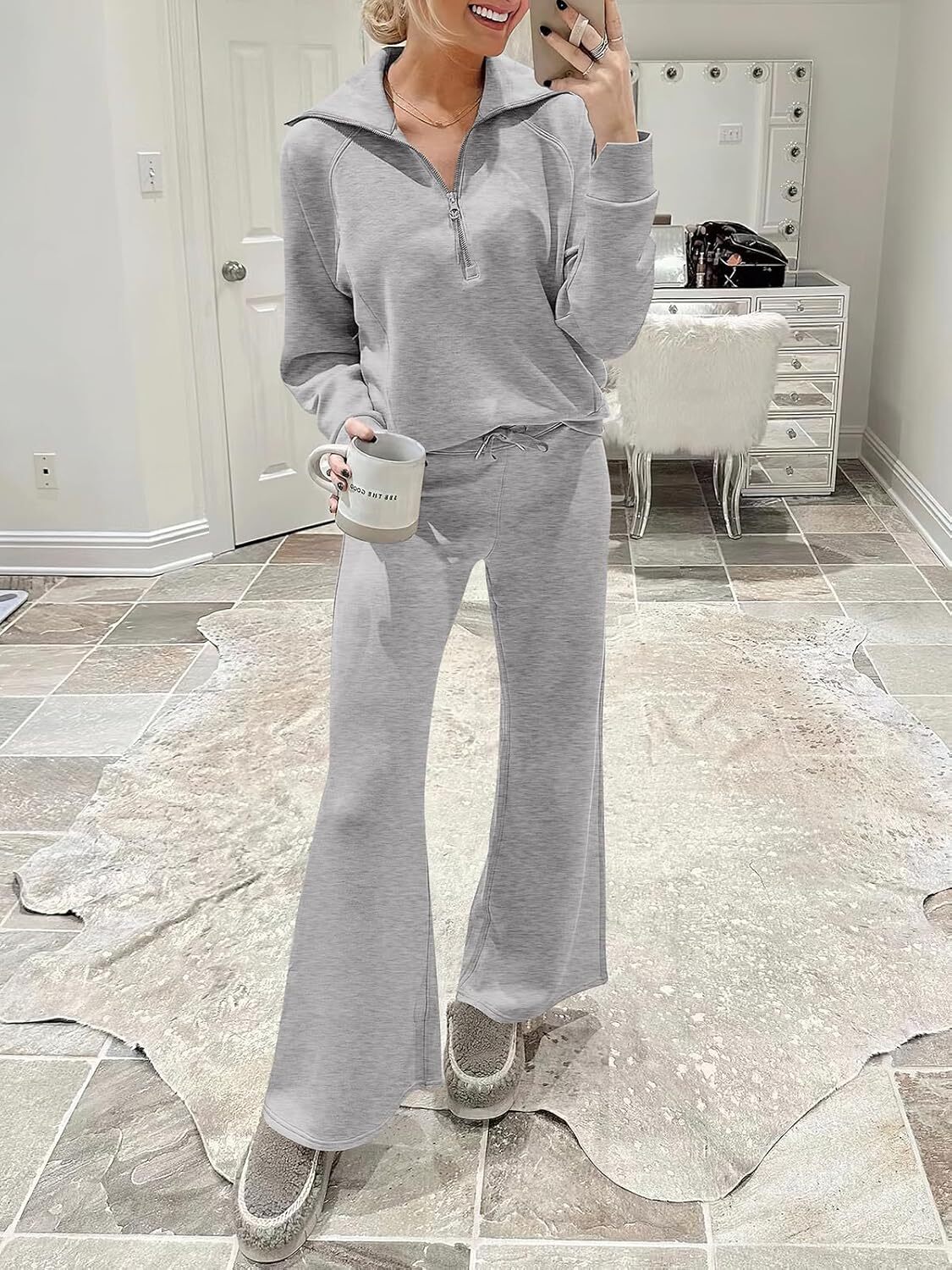 Women 2 Piece Outfits Sweatsuit Oversized Sweatshirt Sweatpants Tracksuit Sweat Lounge Matching Set